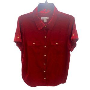 Women Red Color Christopher & Banks Size L Shirt - 2233